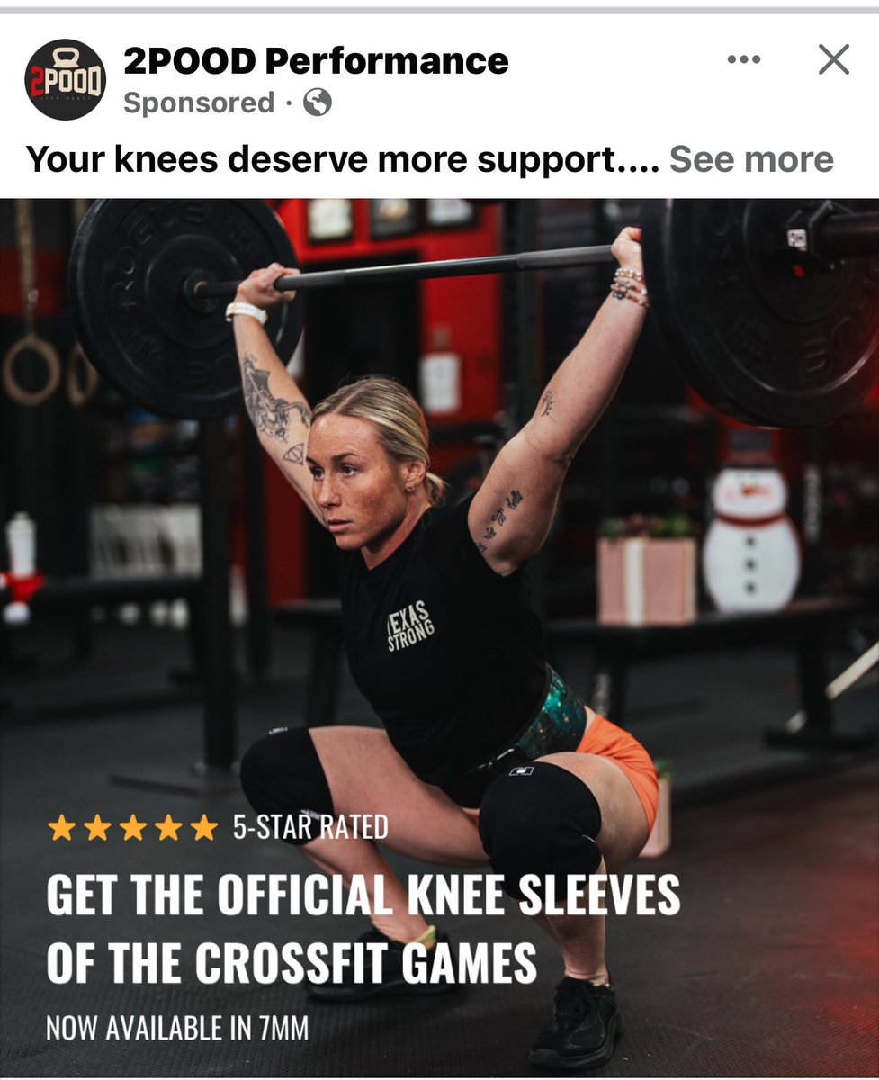 Me 'My knees are killing me maybe I should get knee sleeves' Five minutes later opens Facebook :