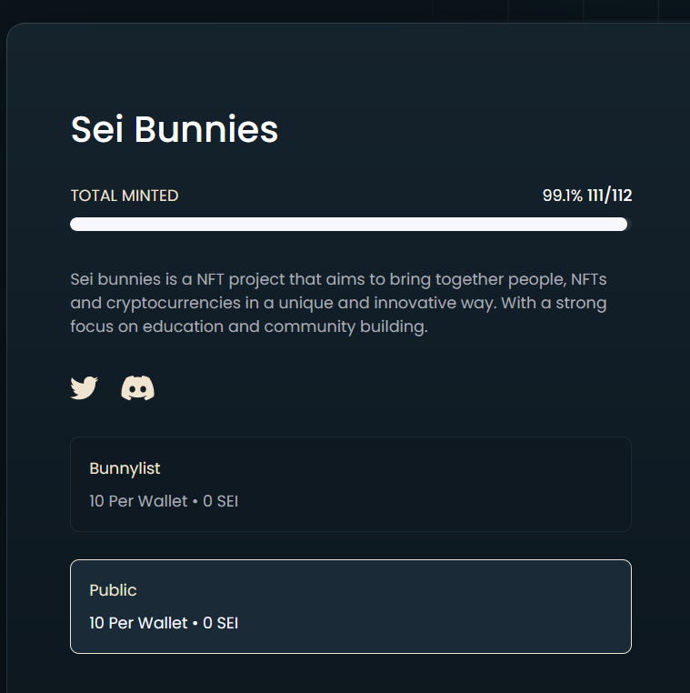 FREE MINT IS LIVE / ONLY 1 NFT LEFT

Mint here: seibunnies.vercel.app

#SeiNetwork #Sei #DeFi $SEI #NFT #SeiNFTs