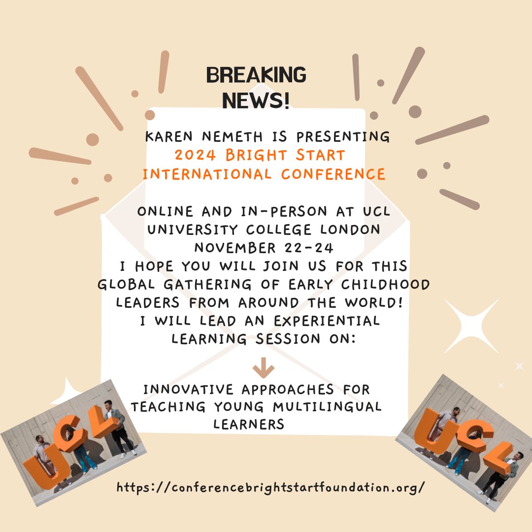 Innovative Approaches for Teaching Young Multilingual Learners - my session at the Bright Start International Conference will be a wonderful opportunity to engage a multinational audience in discussion about supporting diverse languages. Feeling lucky! #MLLCHAT #earlyyears #ECE