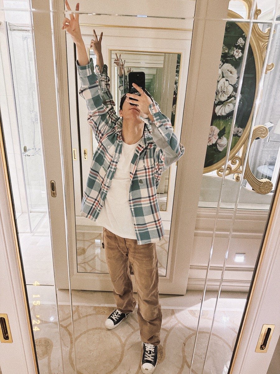 boy with clean outfit ... flannel shirt, white t-shirt, corduroy pants ... I REPEAT BOY WITH CLEAN OUTFIT