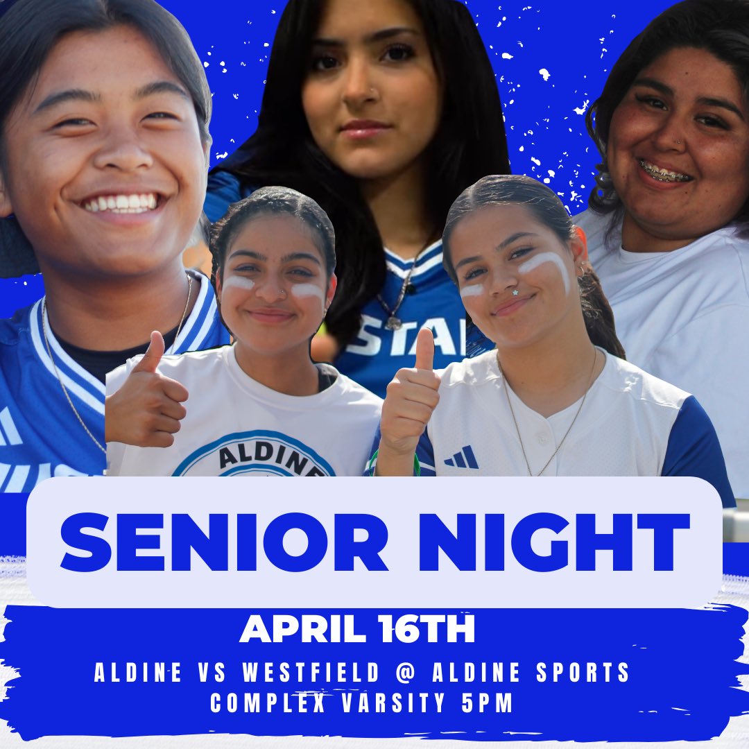 SENIOR NIGHT!!! TUESDAY APRIL 16TH. VARSITY STARTS AT 5PM @ ALDINE SPORTS COMPLEX. Come show your support to our AWESOME seniors!!!