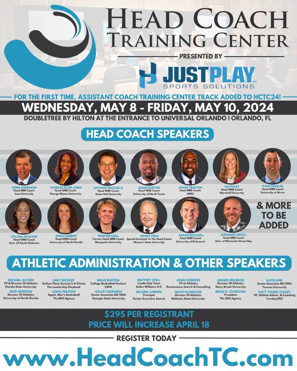 🚨Only 24 Days Away🚨 Career development for 🏀 coaches! Resume Materials * Interviewing * Contract Negotiations * 1st 30 Days * Culture Building * Staff Hiring & Management * Much More! #HCTC24 #ACTC24 📆May 8-10 ☀️Orlando, FL Register Now: buff.ly/3u74PQh