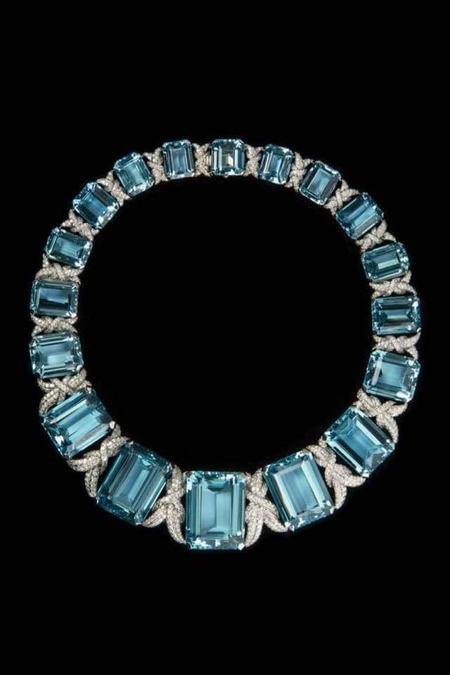 Art Deco inspired by Fulco di Verdura aquamarine and diamond necklace dating from 1993.