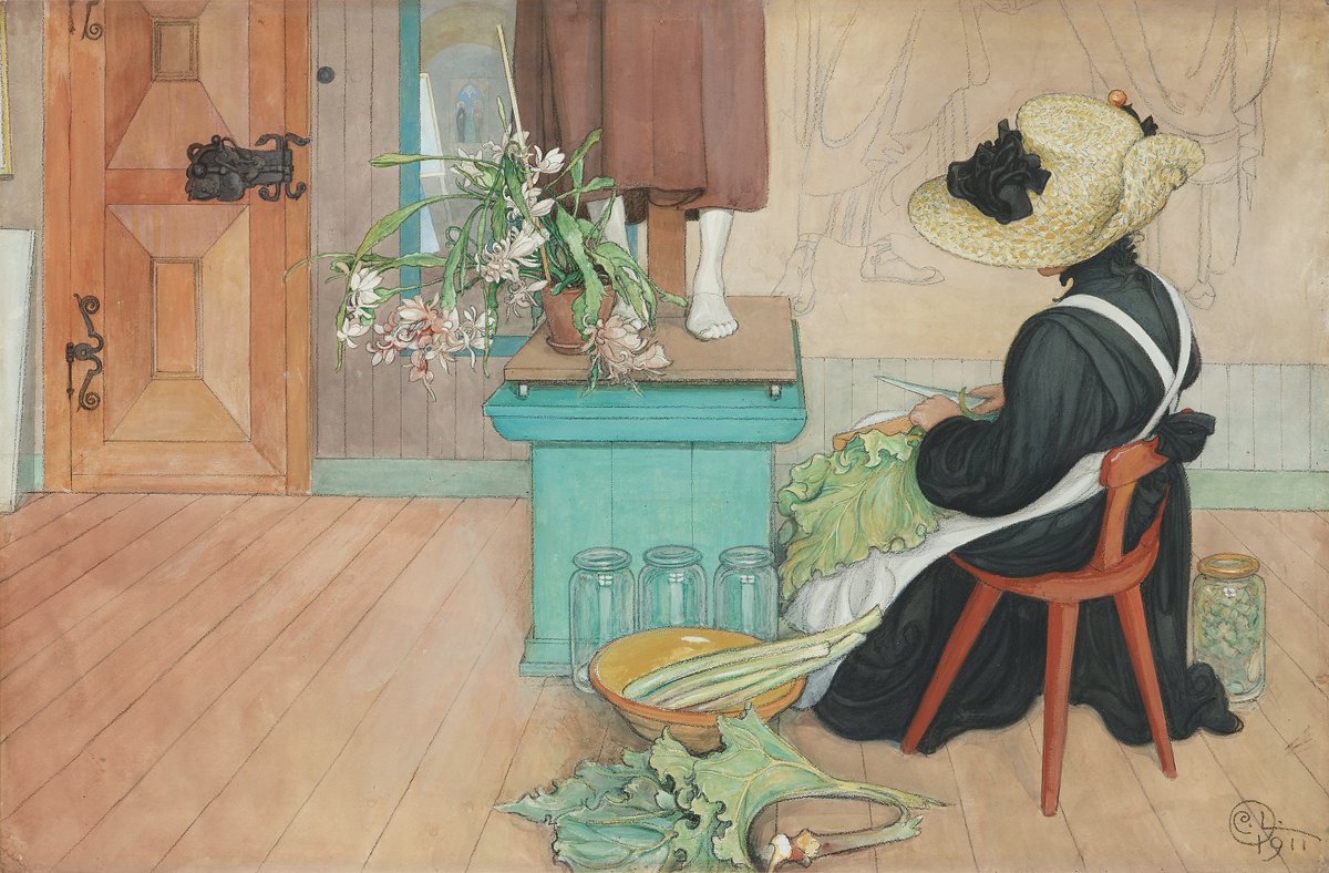 Peeling Rhubarb (1911), by #CarlLarsson