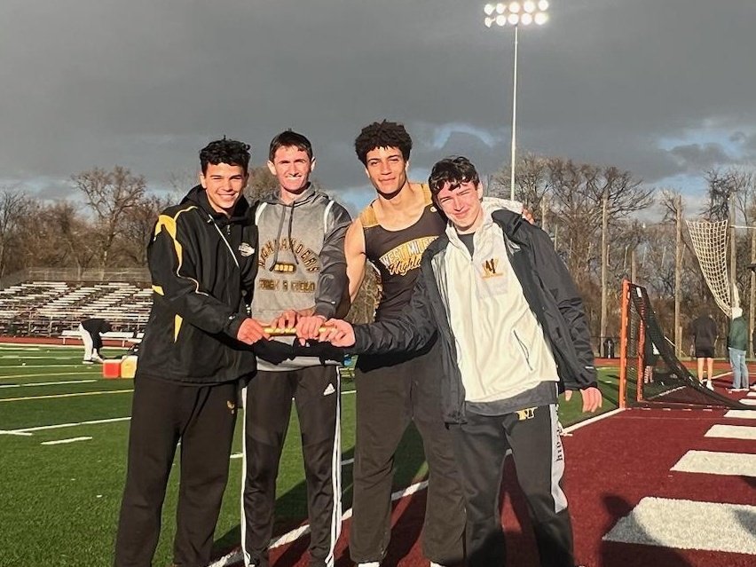 WmTrack's tweet photo. Our Medley teams were on fire!!  Sprint Med team of Lorenzo Andrade, Julian Pierre, Noah Traverso and Colin Meiner took first place!  The Distance Med of Evan Lynch, Noah Traverso, Mike McCloskey and Colin Meiner took 2nd place! https://t.co/GfBAFnJvmG