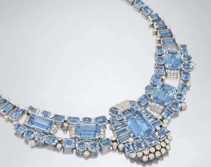 Cartier Art Deco aquamarine necklace, circa 1940 Photo via Bonhams