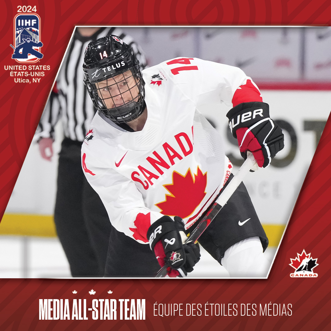 HockeyCanada's tweet photo. Burlington's best on the blue line! @RenataFast is Best Defender and a media all-star. 🤩

La crème de la crème de Burlington en vedette à la ligne bleue! Renata Fast est la Meilleure défenseure du tournoi et membre de l’équipe des étoiles. 🤩

#WomensWorlds | #MondialFéminin https://t.co/v44qI3PQeY