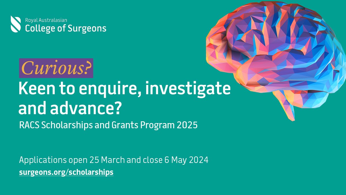 Curious? Are you keen to contribute to the development of research, surgical practice and leadership in our local and global surgical communities? Apply to RACS Scholarships and Grants Program: bit.ly/3TpOpuL