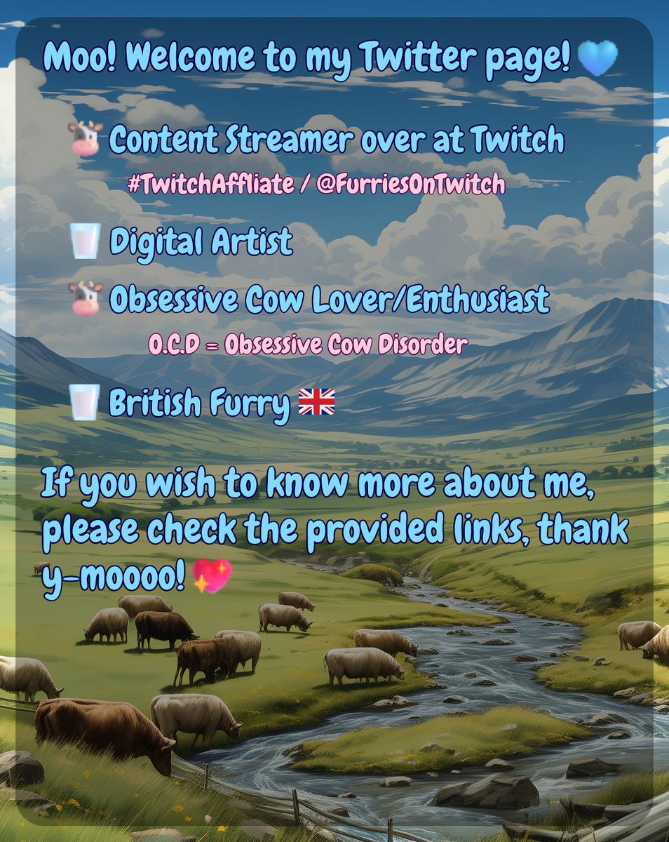 💙🐮💙🐮💙🐮💙🐮💙🐮💙🐮💙🐮 LinkTree - linktr.ee/milkymoo027 Carrd - milkymooaboutme.carrd.co Twitch - twitch.tv/milkymoo027 🐮💙🐮💙🐮💙🐮💙🐮💙🐮💙🐮💙