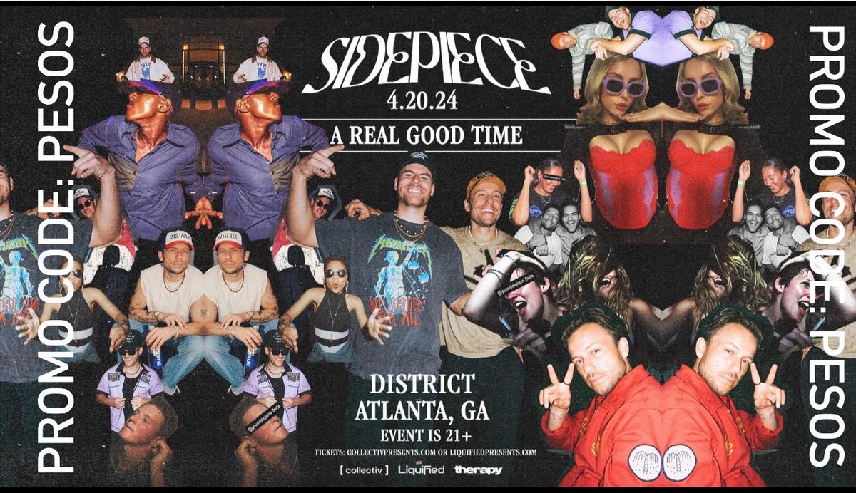 This Saturday District Atlanta presents SIDEPIECE on 4/20/24!! Don’t miss out on seeing the dynamic duo Nitti Gritti & Party Favor as SIDEPIECE in Atlanta this Saturday, use code: PESOS for discount on tickets! Link below for tickets! Tickets: eventbrite.com/e/sidepiece-sa…