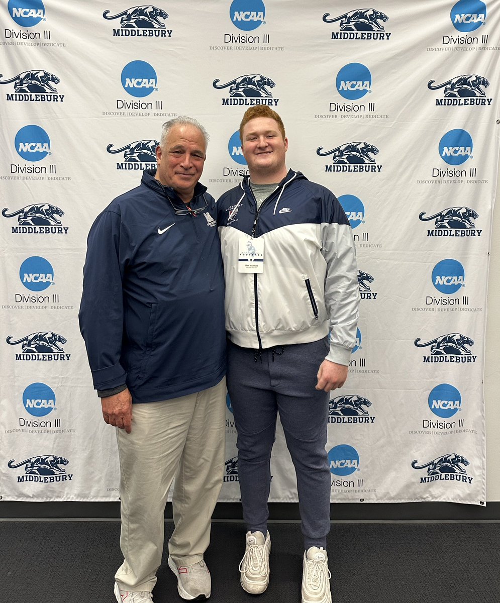 MHarsfield1's tweet photo. Thank you to @MiddCoachCaputi @MiddFBMandigo for hosting me at Middlebury today. Can’t wait to get back to campus soon! @CoachCDay @coachdinofb https://t.co/1hqJJwhppG