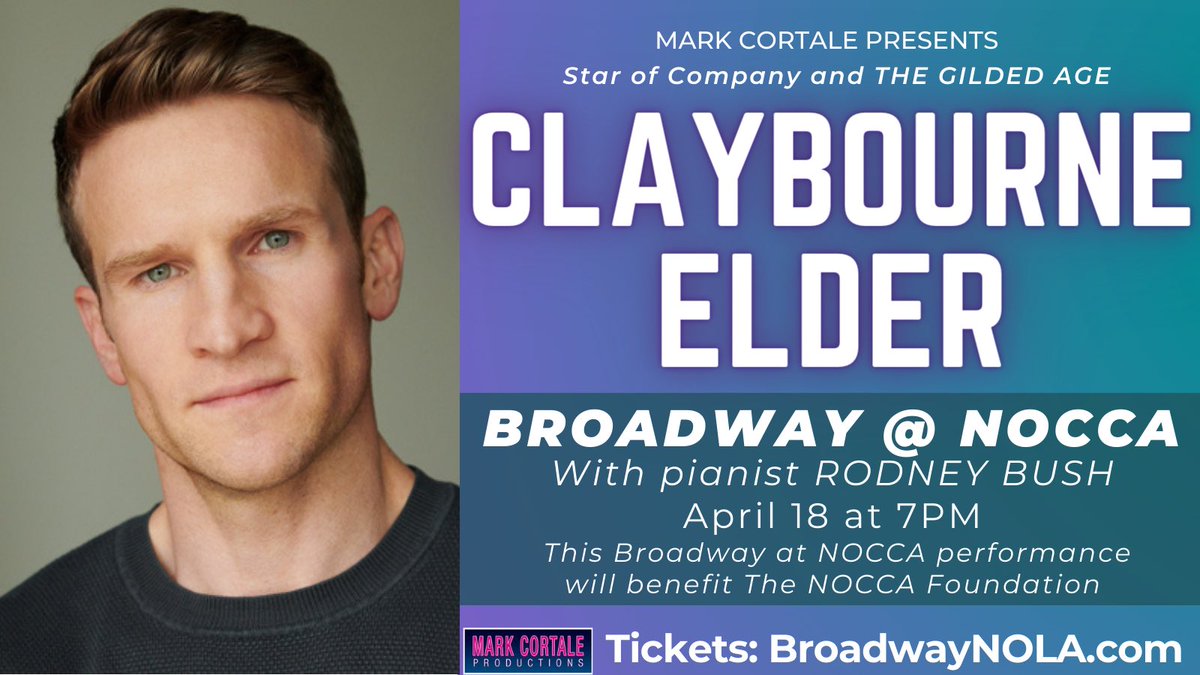 The Gilded Age is coming to NOLA! CLAYBOURNE ELDER is making his New Orleans debut this Thursday!! Get your tickets now at BroadwayNOLA.com
<a href="/Claybourneelder/">Claybourne Elder</a> <a href="/CortalePresents/">MarkCortalePresents</a> <a href="/MarkCortale/">Mark Cortale</a> <a href="/BroadwayNOCCA/">Broadway at NOCCA</a> #thegildedage #gildedage #company #companybroadway #broadway