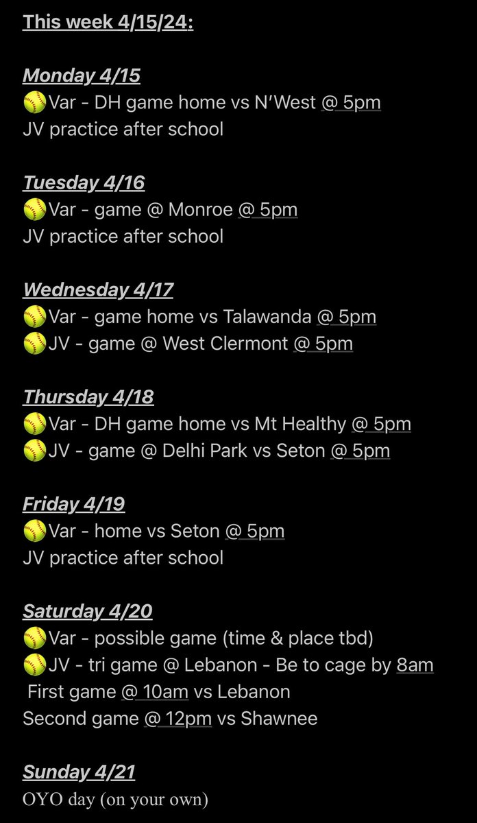 This week 4/15: