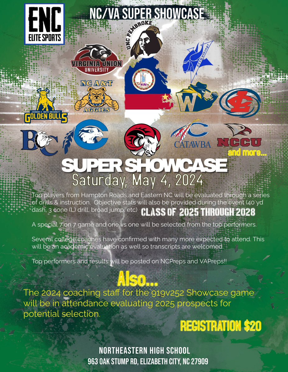 Campbell Clark (@campbell__clark) on Twitter photo I will be attending ENC Elite Sports NC/VA Invite Only Super Showcase on May 4th. Let’s work 💯<a href="/ENCElite/">Shawn Tolson</a> <a href="/VUU_Football/">Virginia Union Univ Football 🏈</a> <a href="/CoachHallUNCP/">Mark Hall</a> <a href="/NCCUAthletics/">NCCU Athletics</a> <a href="/NCATFootball/">Aggie Pride</a> I will be attending ENC Elite Sports NC/VA Invite Only Super Showcase on May 4th. Let’s work 💯<a href="/ENCElite/">Shawn Tolson</a> <a href="/VUU_Football/">Virginia Union Univ Football 🏈</a> <a href="/CoachHallUNCP/">Mark Hall</a> <a href="/NCCUAthletics/">NCCU Athletics</a> <a href="/NCATFootball/">Aggie Pride</a>