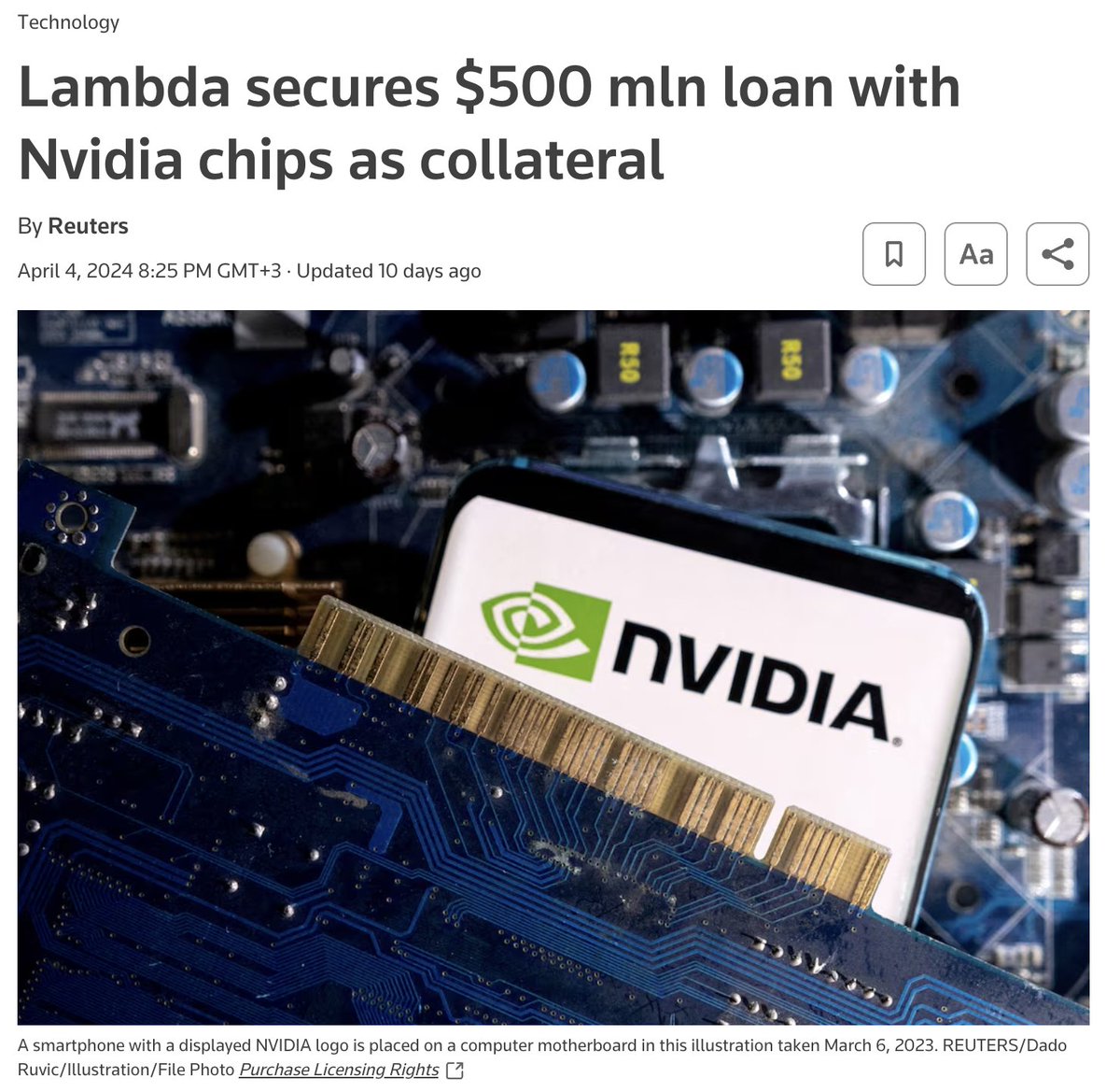 As Wall Street increases pressure on Nvidia to meet their guidance, we can expect to see more loans with chips as collateral first invented by CoreWeave. I'll share more details about Lambda soon.