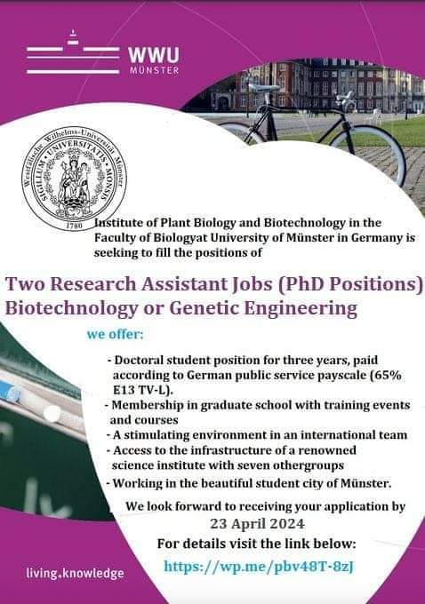 Funded #PhD Biotechnology/Genetic Engineering #Germany