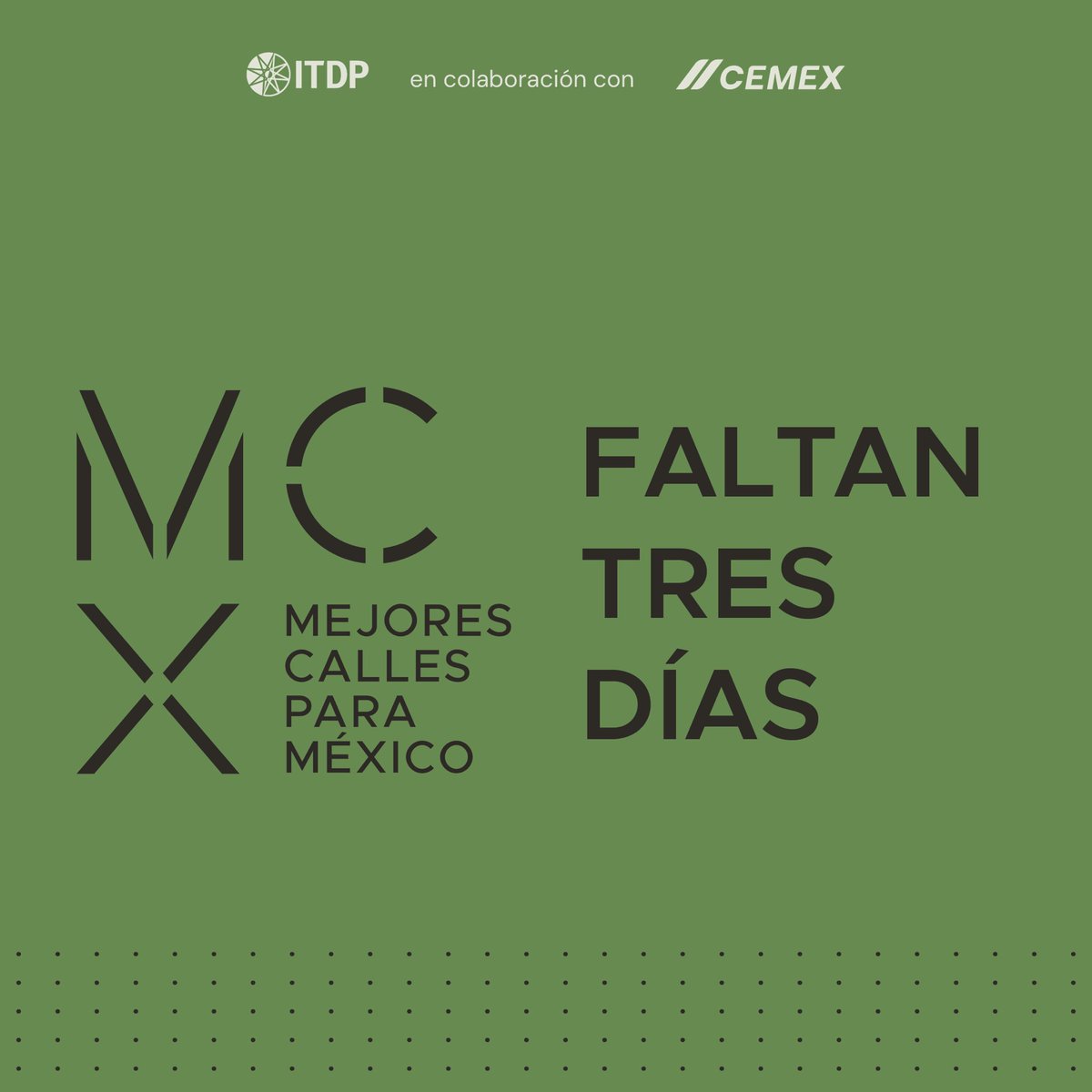 ¿Ya te registraste para el lanzamiento de la 2a edición del concurso #MejoresCallesMX? ¡Faltan 3 días, aún estás a tiempo!
📅 17 de abril
⏰ 11:00 a.m. (hora CDMX)
➡️ shorturl.at/EHS89

Mejores Calles Para México es un esfuerzo del <a href="/ITDPmx/">ITDP México</a> en colaboración con <a href="/CEMEXMx/">Cemex México</a> !