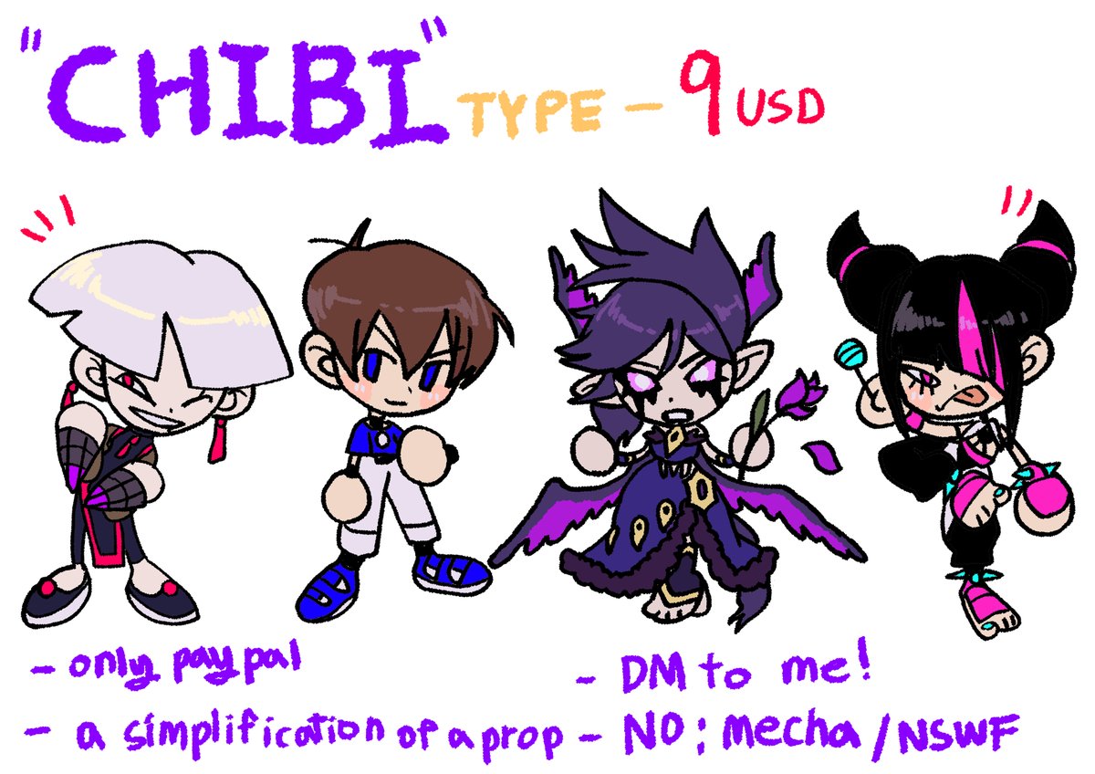 [RT💜] ND's 'CHIBI'type commision open! - 9USD - Please DM to me!😊