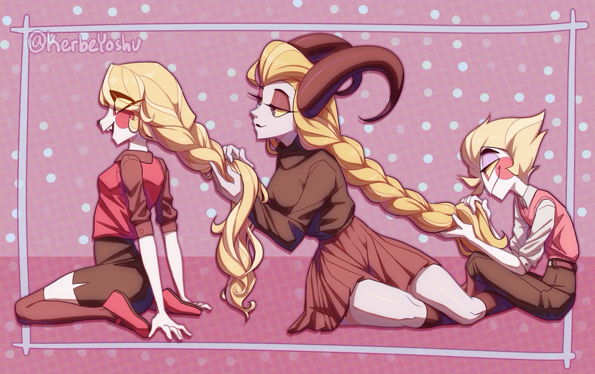 braid train!!! man i love drawing long hair now #hazbinhotelfanart #hazbinhotellilith #hazbinhotellucifer #hazbinhotelcharlie