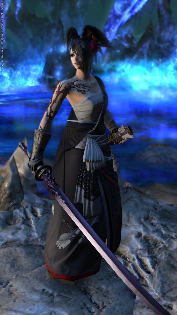 #おはウサ #FF14 #ヴィエラ おはようございます! ついに念願の夜鶴装備をゲットしたので即侍のミラプリにしました!やったぜ!