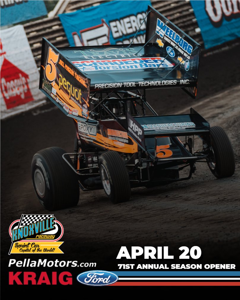 FIVE MORE DAYS until the 71st annual #PellaMotors/#KraigFord Season Opener! #KnoxvilleRaceway