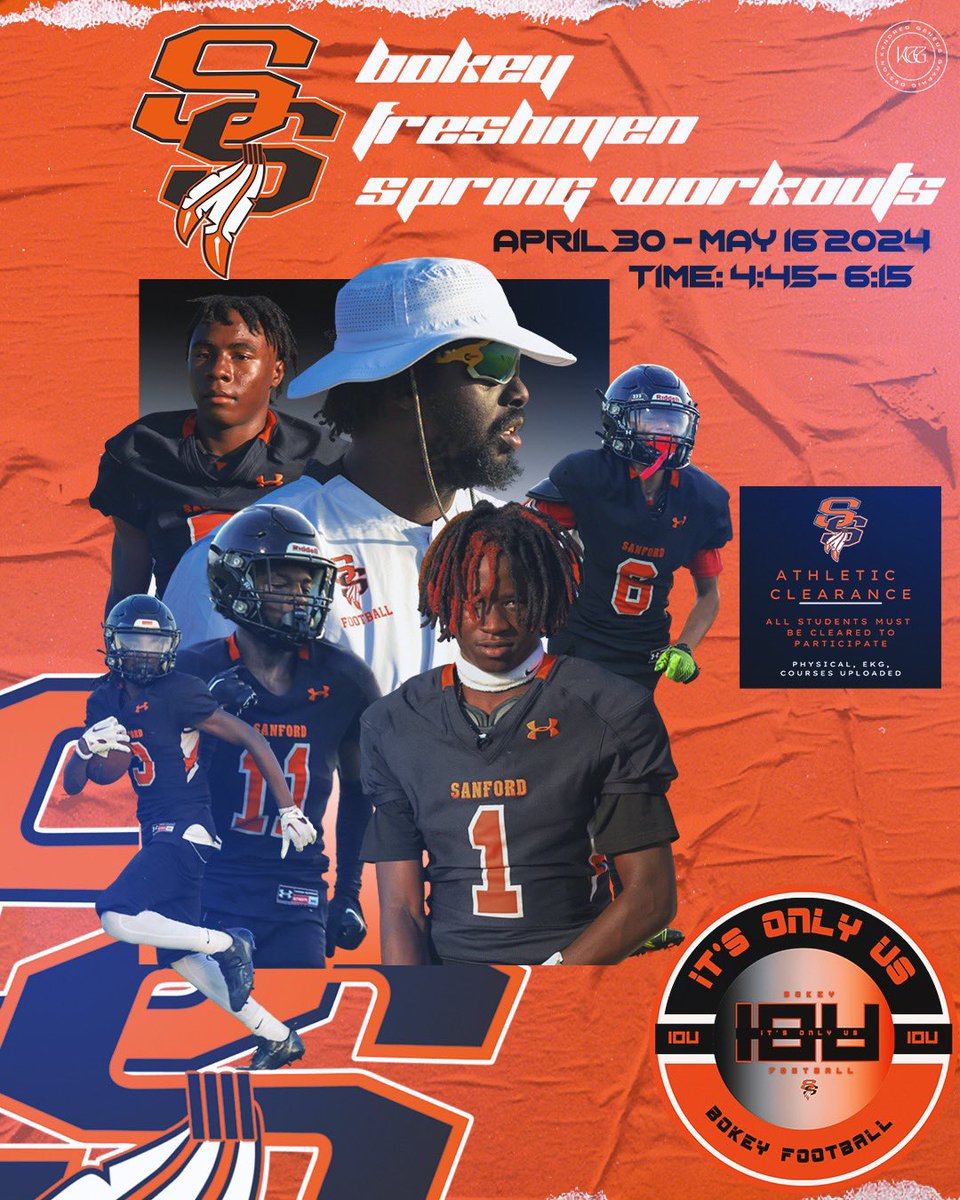 Incoming freshman spring workouts will begin April 30th at 4:45 PM!! Workouts will be every Tuesday &amp; Thursday. Must be cleared through athletic clearance to participate! #BokeyFootball #IOU #FutureStarsOfBokeyFootball