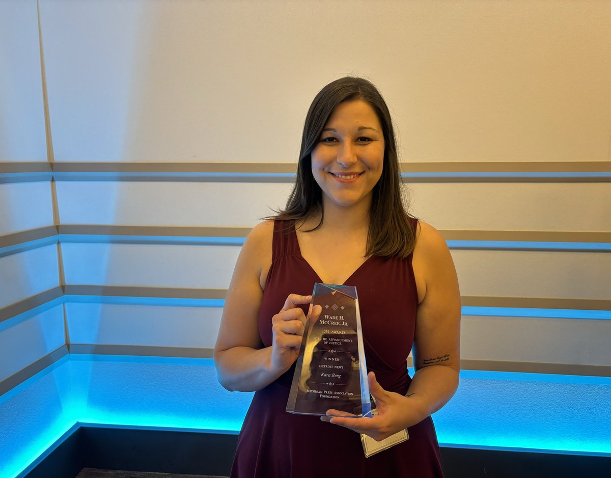 Congrats to @detroitnews reporter @karaberg95 for winning a Wade McCree Award for the Advancement of Justice for her shocking report on Michigan kids who have died from child abuse under the watch of Child Protective Services. A must-read investigation: detroitnews.com/in-depth/news/…