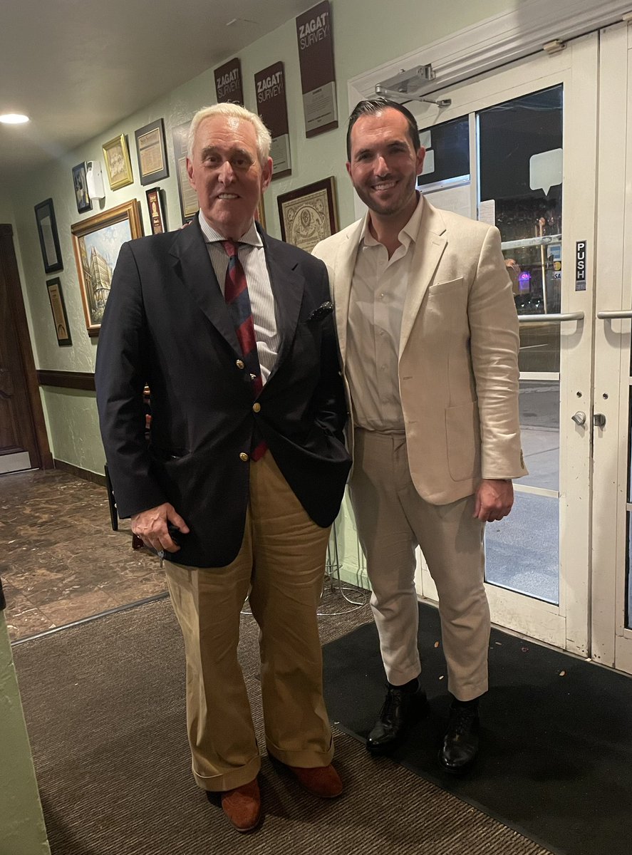 Great to catch up with a true paisan tonight @RogerJStoneJr It’s about to be a fun year! Buckle up libs and neocons. MAGA!