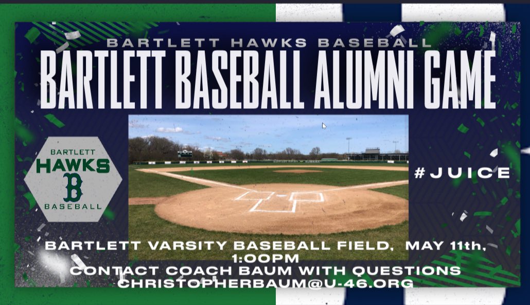 🚨🚨Bartlett Baseball Alumni🚨🚨 We want to Welcome you all back to The Nest for a reunion of baseball and fun!!! Gather all your former Hawks and come out to the Alumni Game on May 11th. Please contact me with any questions. @BartlettHawksAD @BartlettFootba1 @bhshawksbball