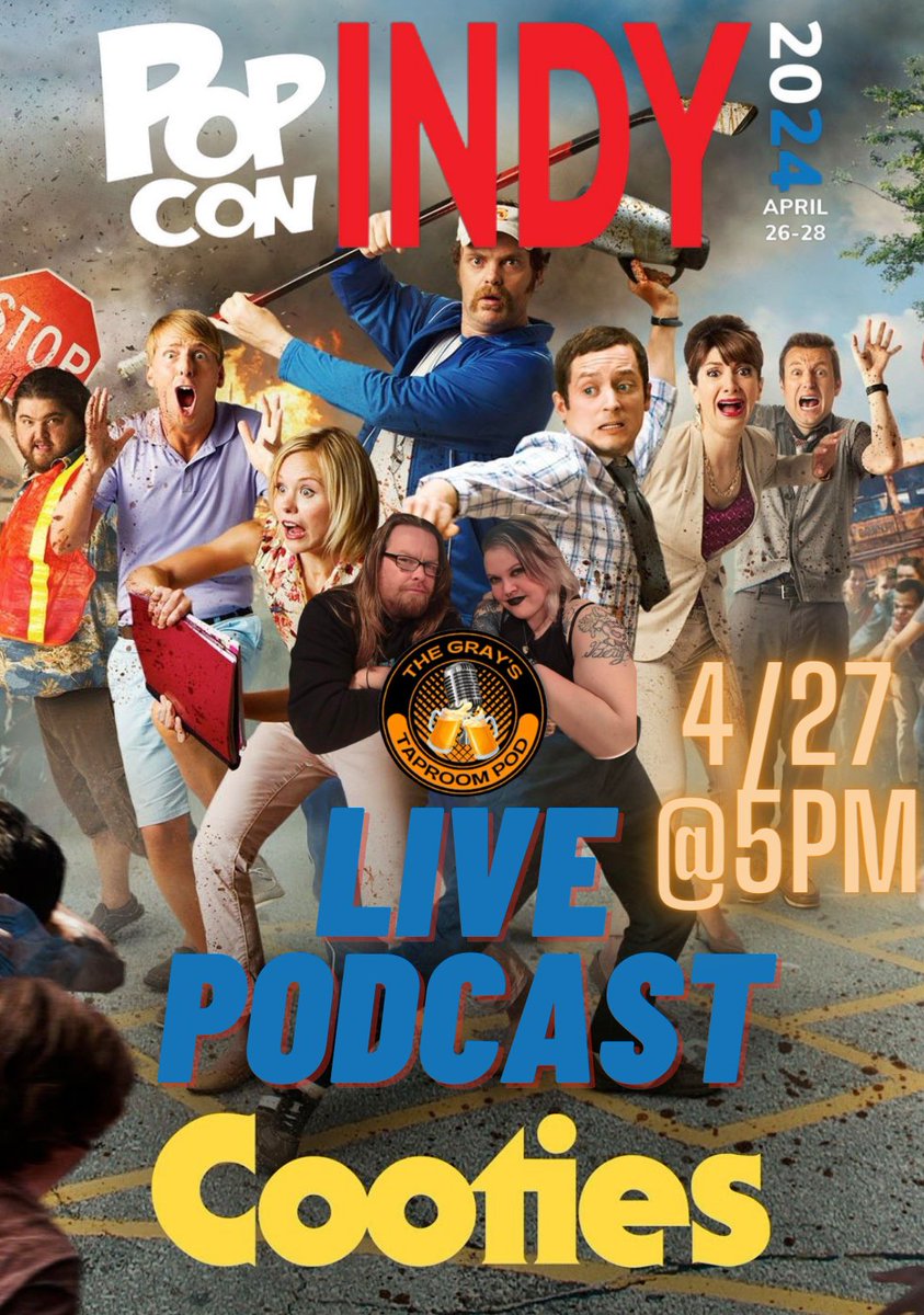In just 13 days, we hit the stage at @IndyPopCon for our live podcast!! We'll be reviewing 2014's Cooties starring @elijahwood and @rainnwilson. 
#PodNation #PodernFamily #ComicCon #podcastandchill