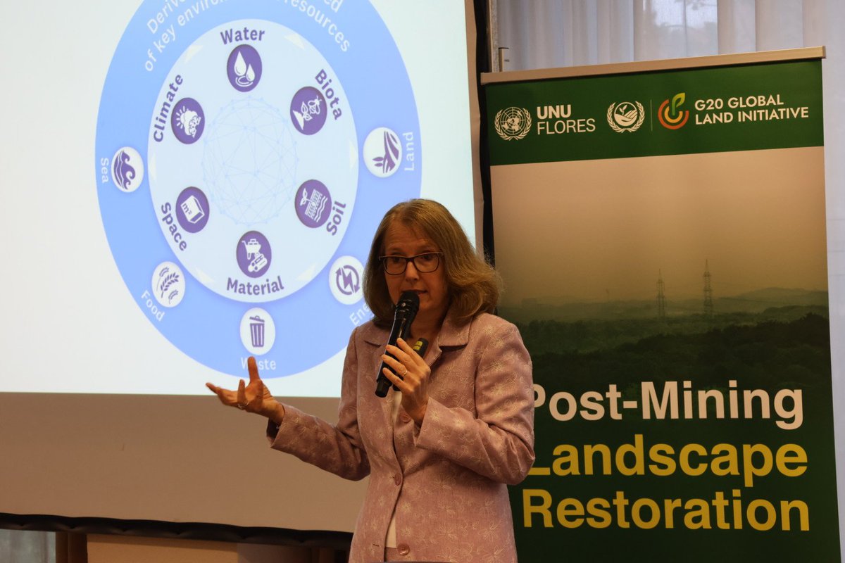 In her welcome address to the Post-Mining Landscape Restoration Workshop coorganized by @UNU_FLORES and @G20GLI_ @edelguenther highlighted the relevance of the #ResourceNexus approach to the sustainable management of post-mining areas.