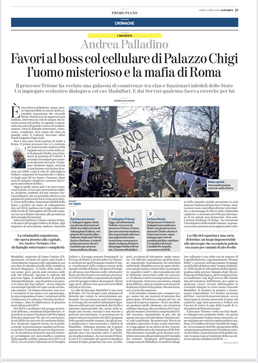 La mafia di Roma. Andrea Palladino su @LaStampa. Le inquietanti connivenze tra clan e funzionari infedeli dello Stato.