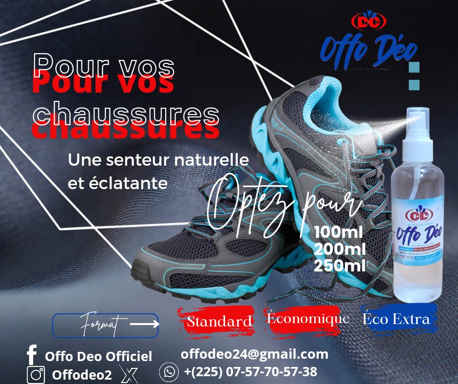 OffoDeo's tweet photo. 👟🌸 Découvrez la nouvelle senteur pour vos chaussures avec Offo Déo ! 

Offo Déo présente sa gamme de désodorisants pour chaussures, conçue pour éliminer les mauvaises odeurs et vous offrir une fraîcheur durable. https://t.co/8p0oo9hP0A