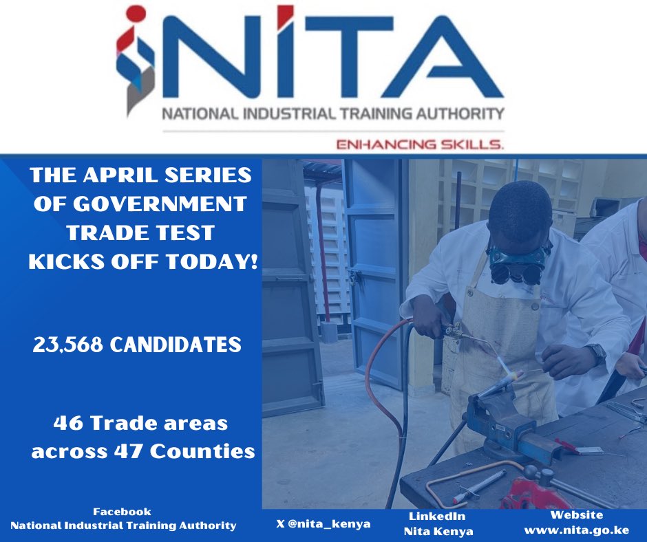 The April 2024 series of Government Trade Tests kicks off today! We wish all the candidates the very best in their tests! #AprilGovernmenttradetest #industrialtrainingregulation #skillsdevelopment