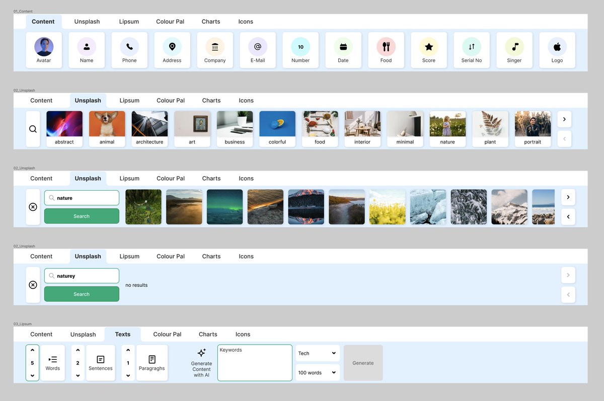 burakindie's tweet photo. Hey. We've started working on Figmamate (our Figma plugin) again. We'll open the Unsplash and Lorem sections soon. You can also generate texts with AI. It's very useful. https://t.co/OvO1ErCs8M