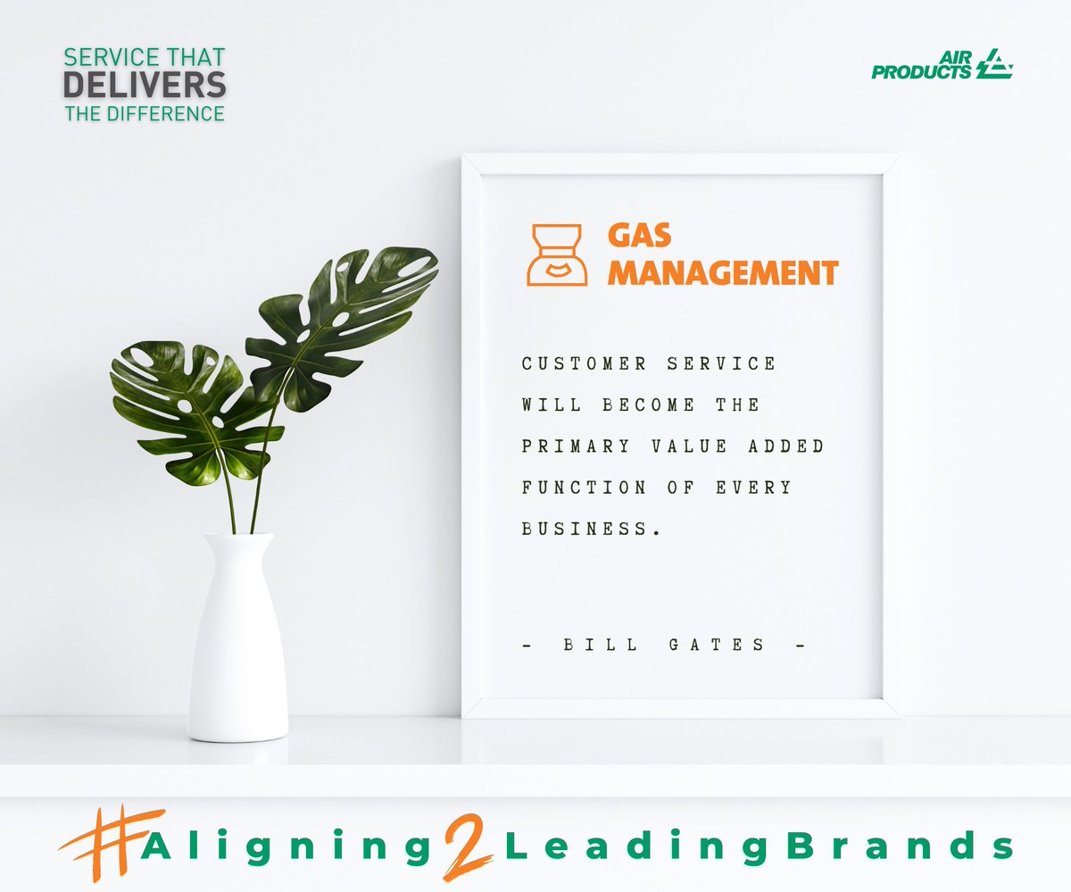 #CustomerFocusMonth

“Customer service will become the primary value added function of every business.”

- Bill Gates -

Read more airproducts.co.za/service/

#Aligning2LeadingBrands
@BillGates @Microsoft