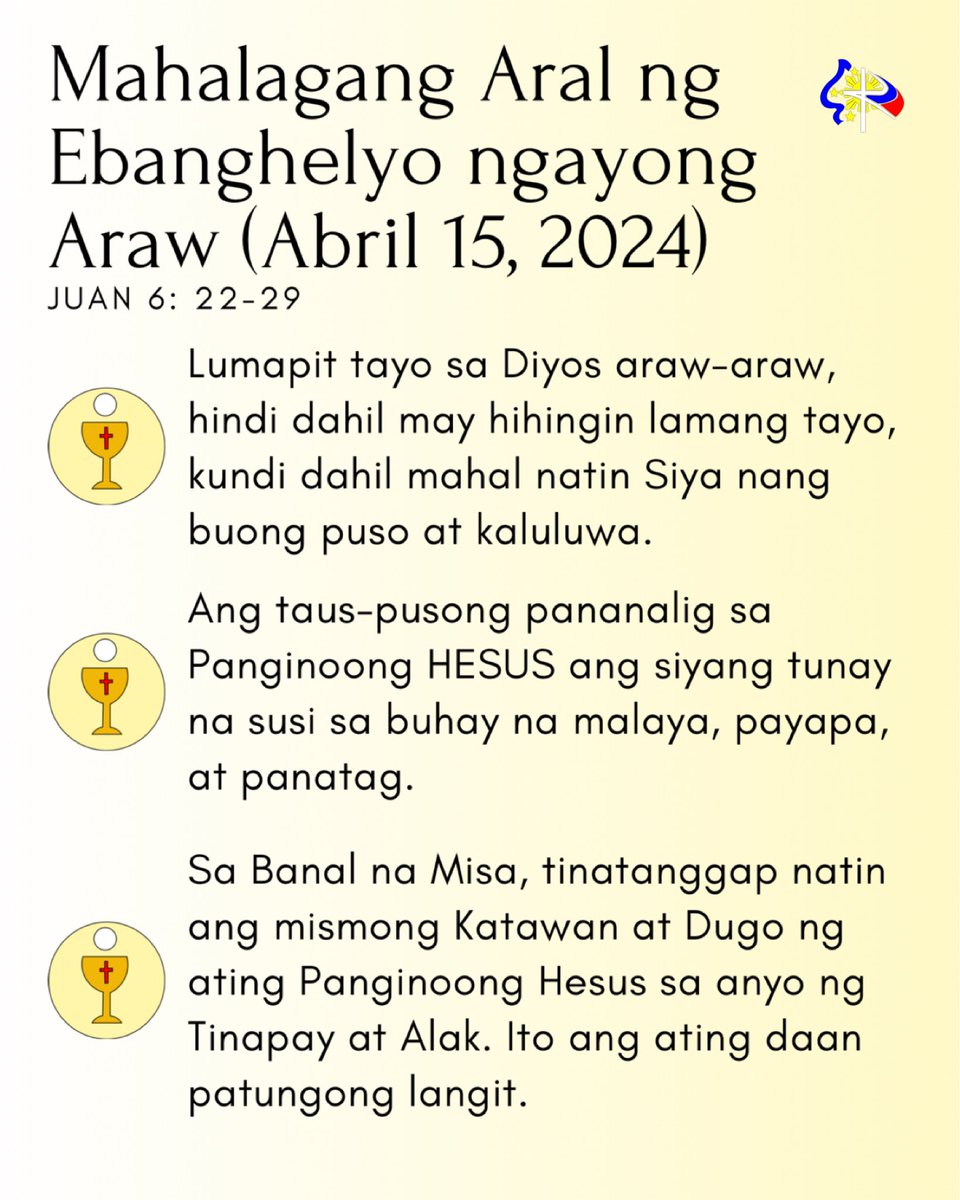 Mahalagang Aral ng Ebanghelyo ngayong Araw (Abril 15, 2024) | Juan 6:22-29. 🙏