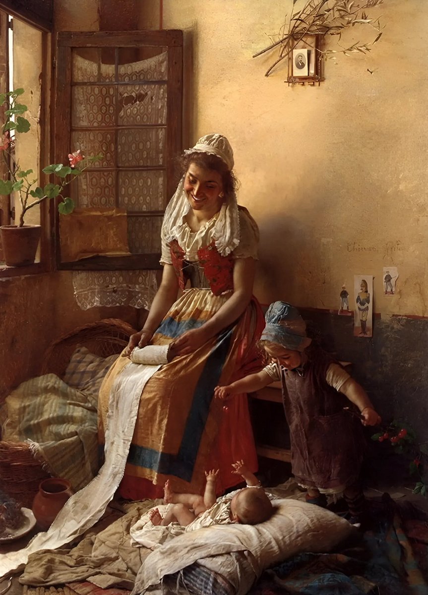 günaydın, keyifli bir hafta olsun 🌸
Gaetane Chierici (1838-1920), Mother's love, Oil on canvas, 43.1×33 cm