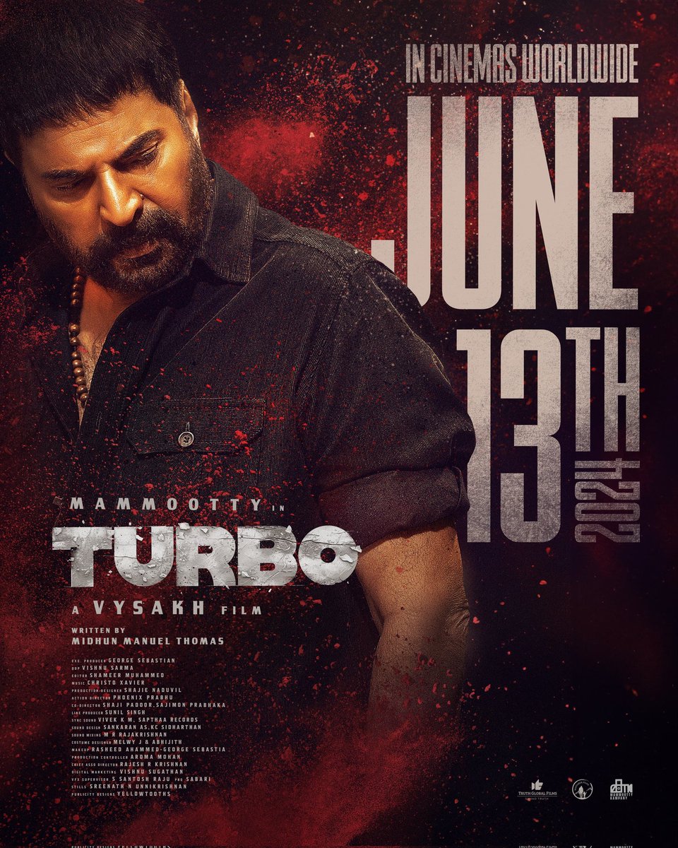 Turbo Jose Arriving on June 13 , 2024 🔥 @TurboTheFilm @DQsWayfarerFilm @Truthglobalofcl #TurboFromJune13 @mammukka #Mammootty
