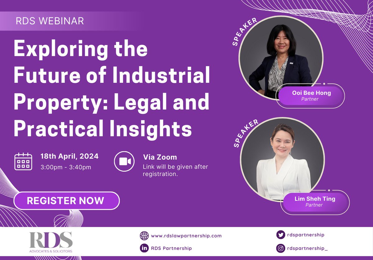 Are you involved in the industrial property sector in Malaysia? Join us for an insightful webinar with our partners, Ms Ooi Bee Hong and Ms Lim Sheh Ting. 

Register Now! 

Link: bit.ly/RDSWebinar18Ap…