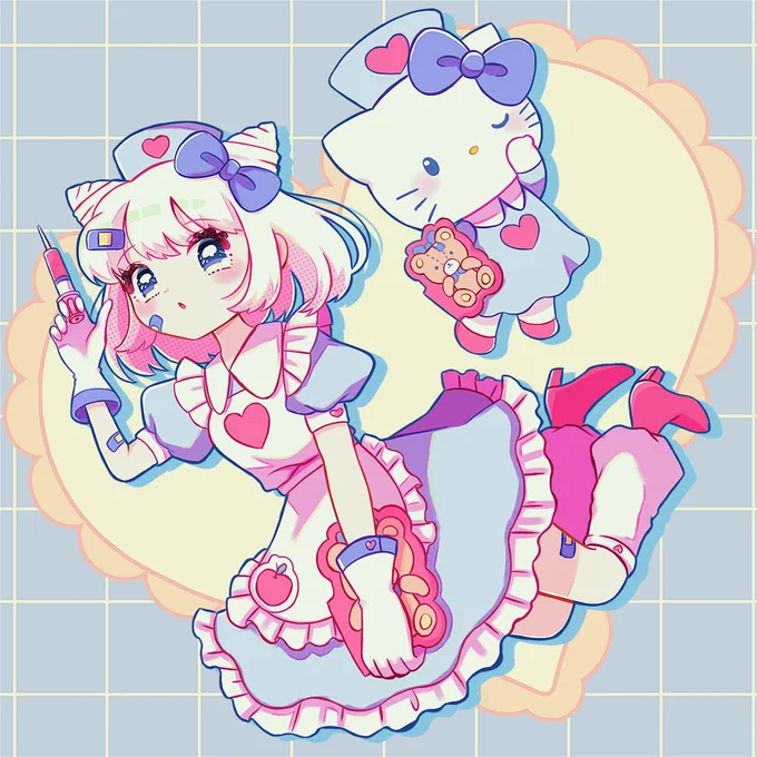 #一次創作作家のファンアートミクちゃんセーラームーンンゴちゃんキティちゃん! 
