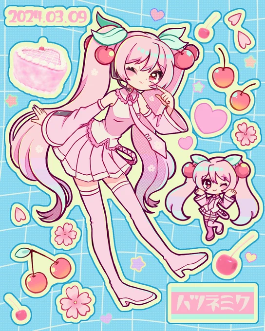 #一次創作作家のファンアートミクちゃんセーラームーンンゴちゃんキティちゃん! 