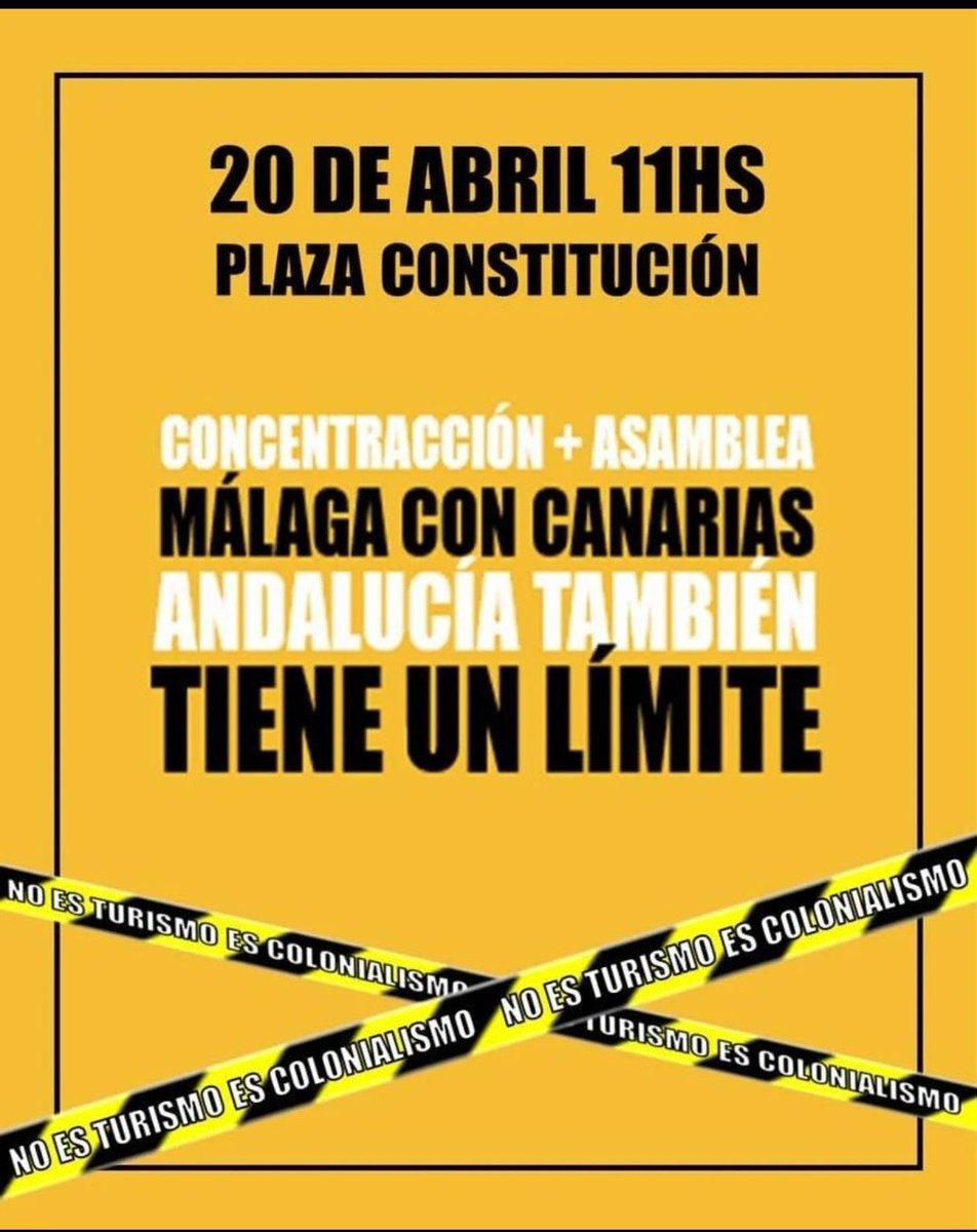 FranzVanPelt's tweet photo. 🚨⚠️ CONCENTRACIÓN 

Empezamos la semana con la vista puesta en el sábado.
Concentración en apoyo a #CanariasTieneUnLimite 

Contra la turistificación y las políticas que la promueven.

🗓️ 20 de abril de 2024
📍Plaza de la Constitución 
🕚 11:00 horas https://t.co/efgKEjbger