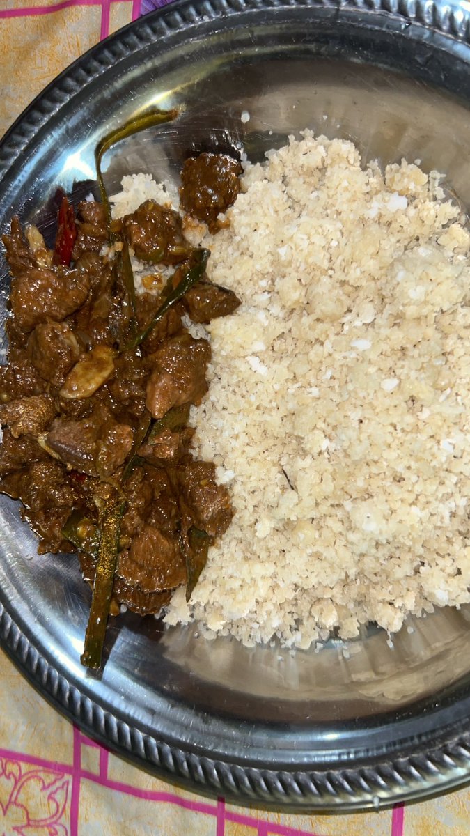 Venison curry and puttu for brunch.