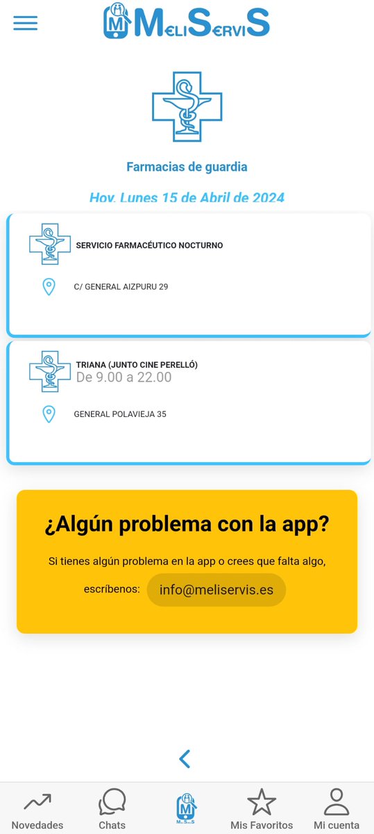 MeliServiS's tweet photo. Farmacias de guardia https://t.co/EKP6OUXggG
