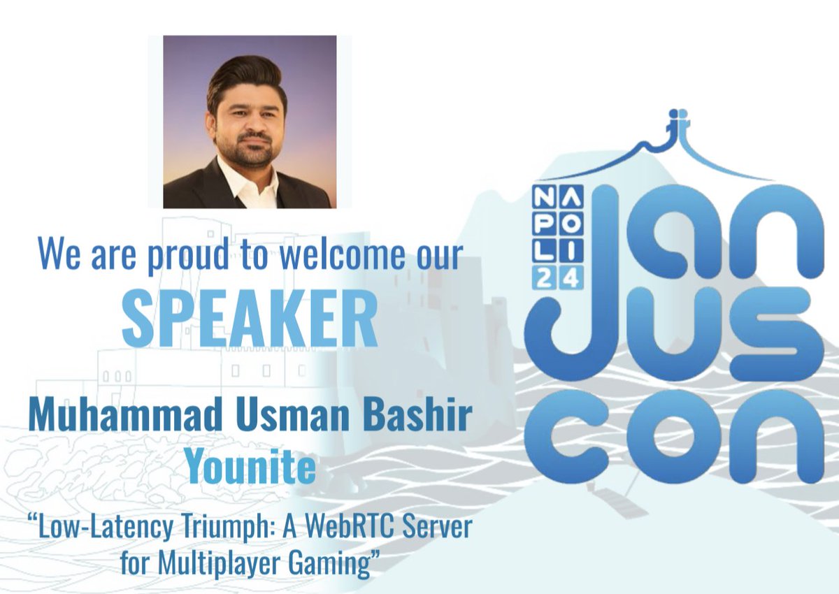 Just two weeks left until JanusCon! Still on the fence about attending? Let Mr. WebRTC himself, Muhammad Usman Bashir, sway you with his prowess! Don't miss out, grab your tickets now at januscon.it 🎮🚀 #JanusCon2024 #JanusCon #Janus #Napoli #WebRTC