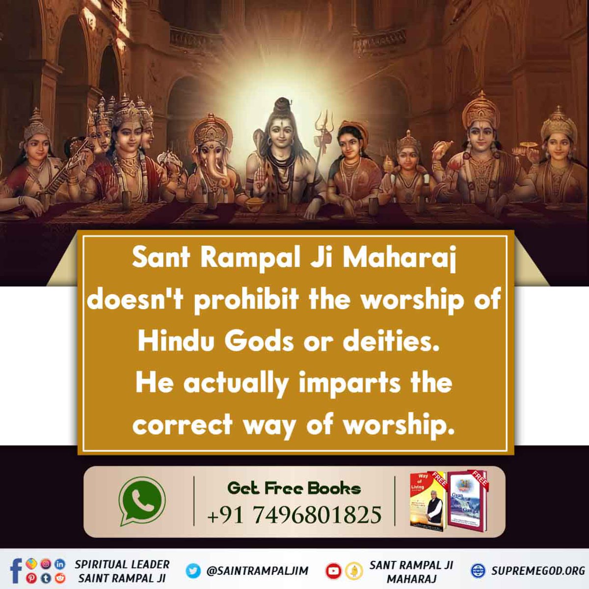 #GodMorningMonday 
Sant Rampal Ji Maharaj
doesn't prohibit the worship of Hindu Gods or deities.
He actually imparts the correct way of worship.
To know more, must read the previous book 'Gyan Ganga''
Visit Saint Rampal Ji Maharaj YouTube Channel
#MondayMotivation