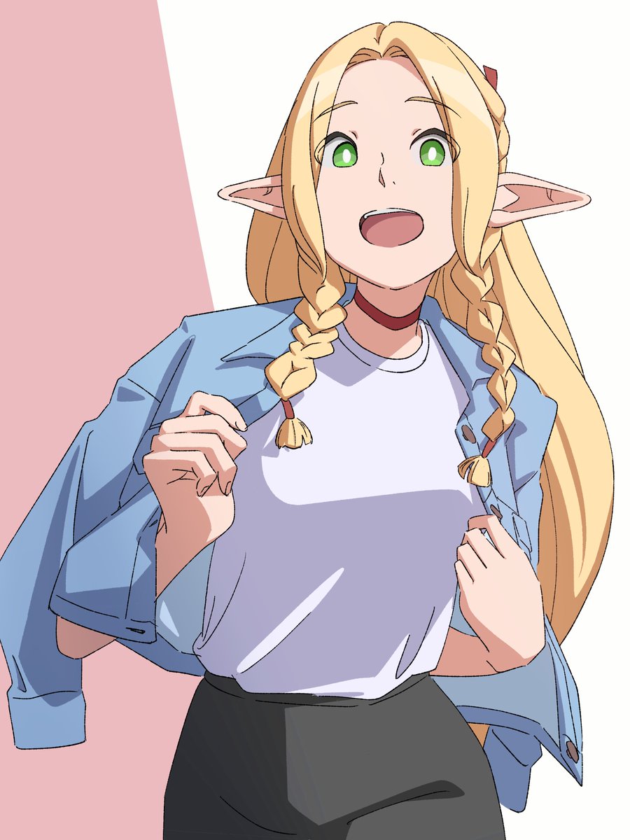 marcille donato 1girl solo long hair looking at viewer smile open mouth shirt  illustration images