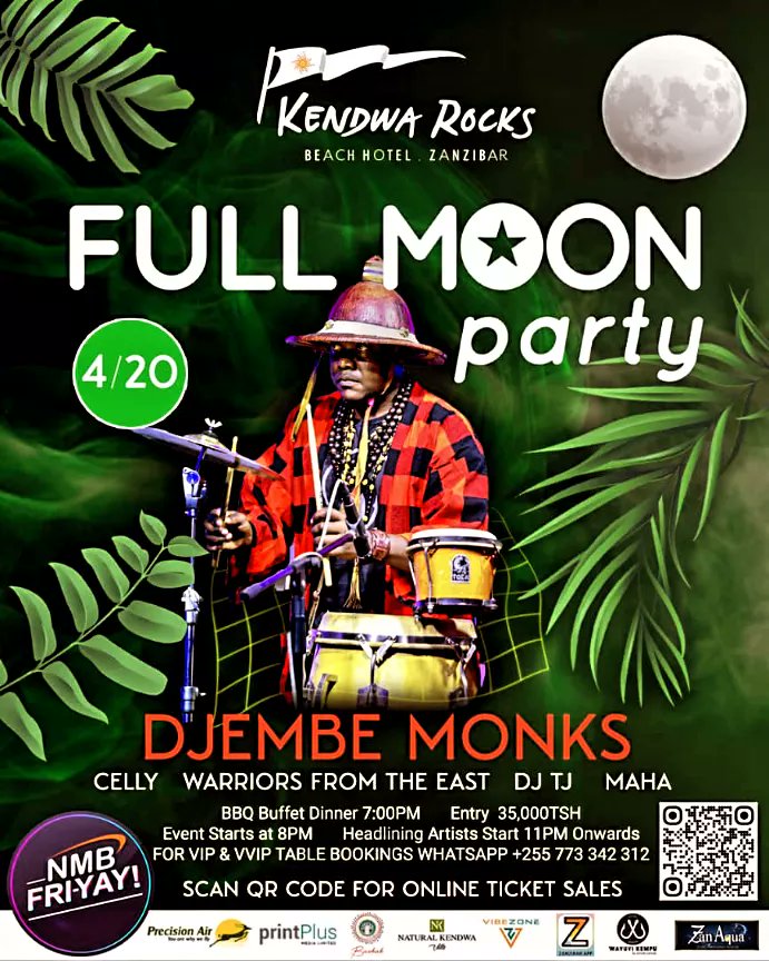 Mighty_Root's tweet photo. The Full Moon calls for a night of primal beats, foot stomping &amp; howling! We summon the island spirits to dance with @TheDjembeMonks under the majestic moon @kendwarocks Beach Resort, Zanzibar 🇹🇿 🌕.
#fullmoonpartyzanzibar #djembemonks #afrohousemusic #kendwarocks #eastafrica https://t.co/WGasE5Yh5l