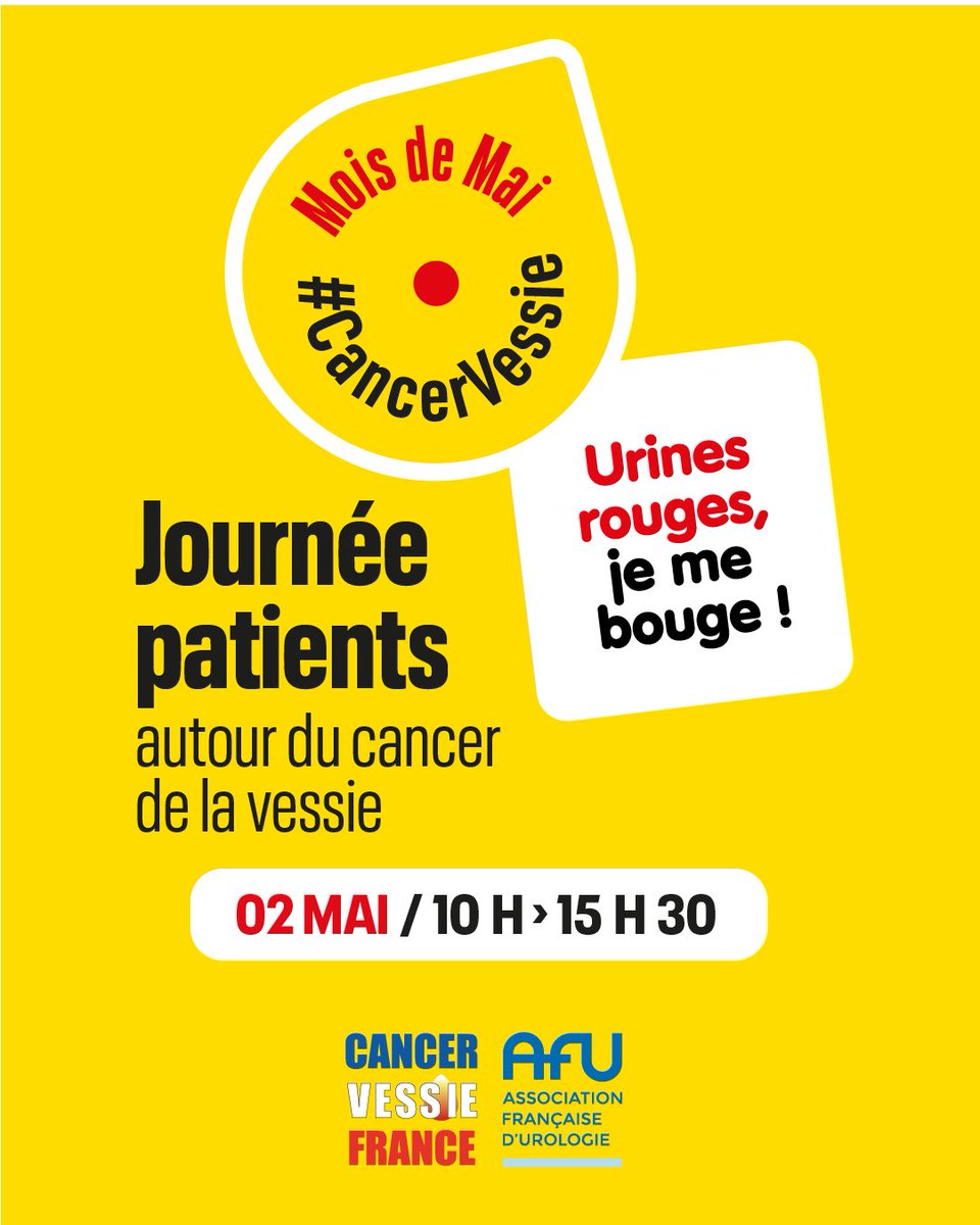 Prochaine Journée Patients pour le mois de la vessie organisée avec @CancerVessie : 📆 Jeudi 2 mai 2024 📍 Maison de l'urologie -11 rue Viète à Paris Inscrivez-vous dès à présent, car les places sont très limitées : bit.ly/3PTidin #cancervessie